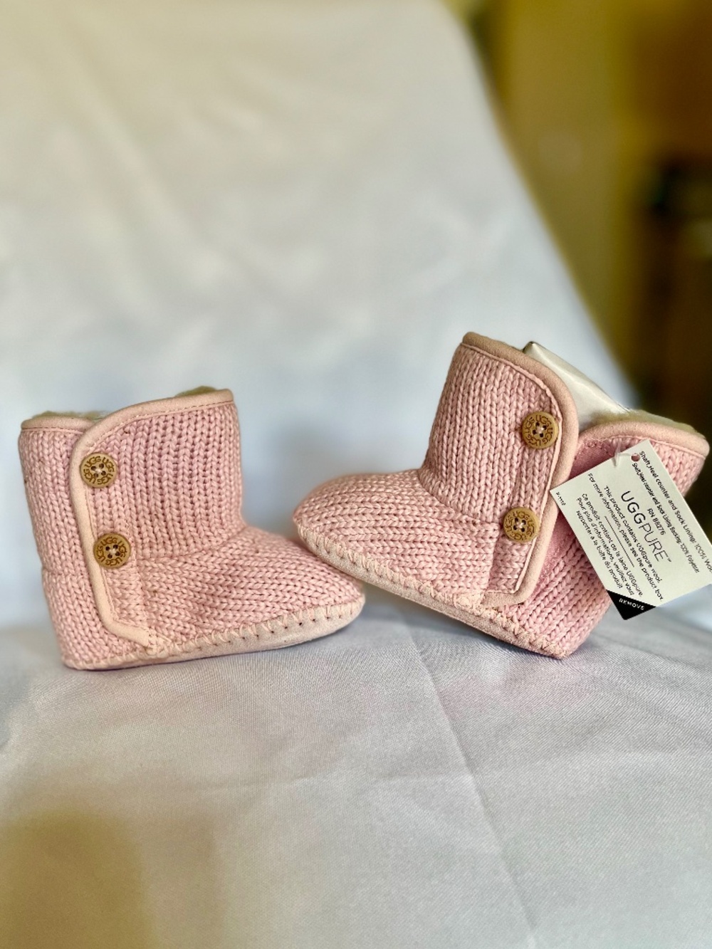 UGG Purl Baby Booties — Baby Pink Knit — Size 2/3 (6–12M) — NEW in Box